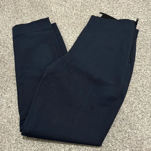 EVERLANE Curvy Side-Zip Stretch Cotton Pants in Navy - Picture 2 of 2